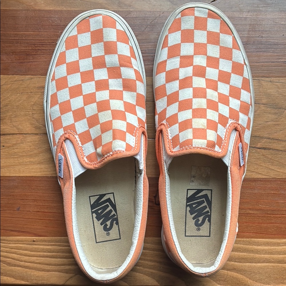 Vans Slip-On Orange Checkered Sneakers